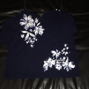 Like New Ralph Lauren Navy Flower Top Size 2X